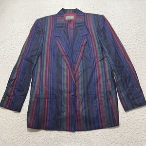 Sterling Cooper Women's 10/11 Blazer Jacket Colorful Striped Viscose Coat